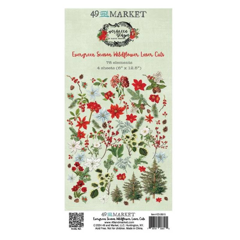 Laser cuts chipboard - Evergreen Season Wildflower - 49 and Market